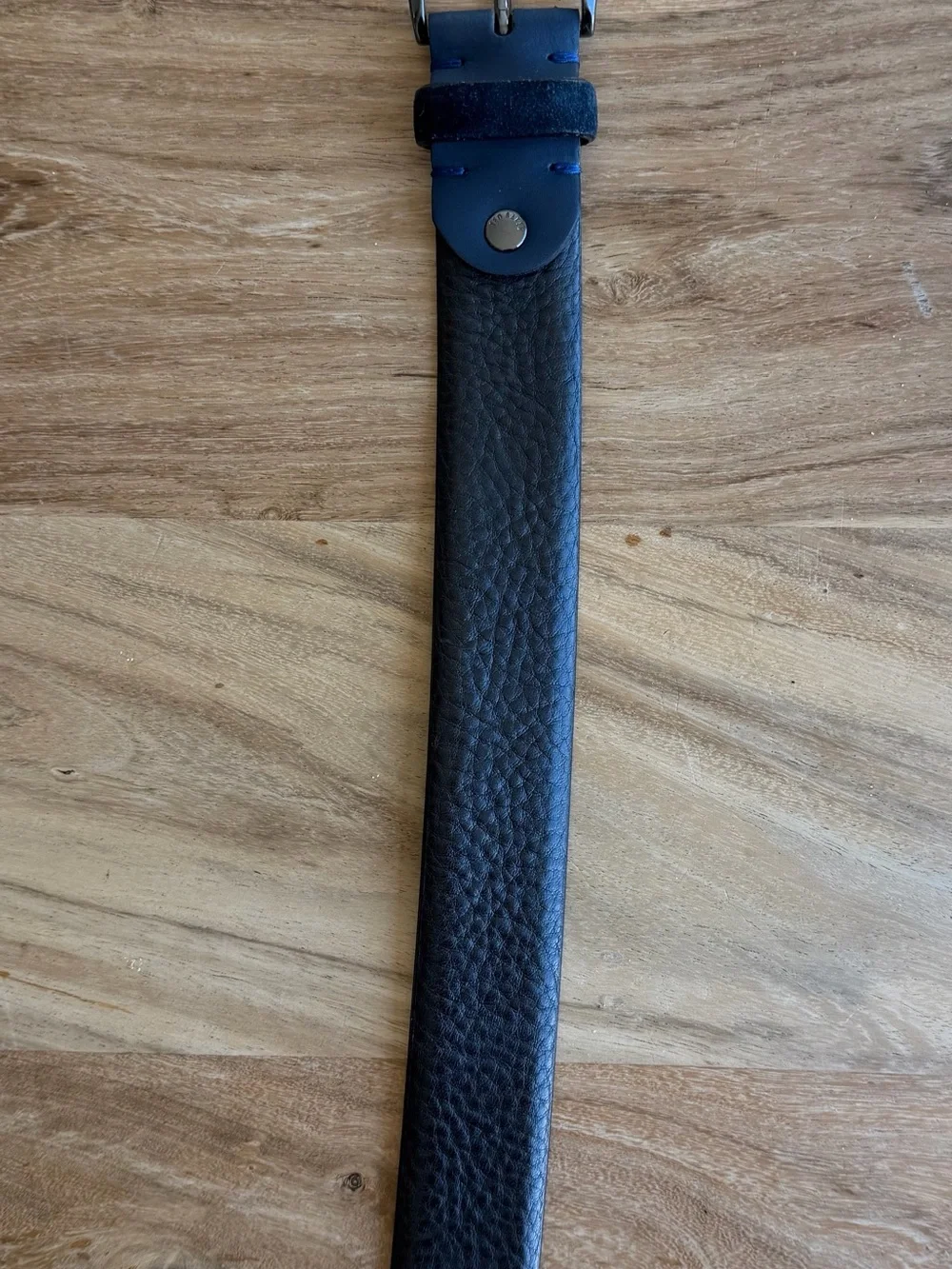 Ted Baker Blue Leather Belt with Silver Buckle